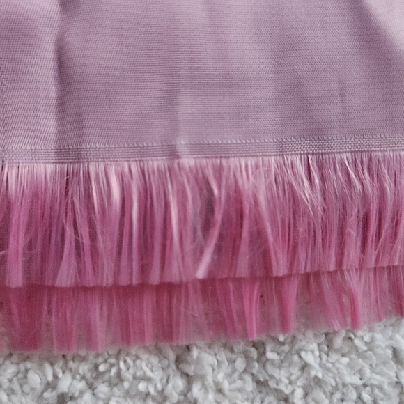 Pink Silk Silver Elephant Fringe Hem Scarf | SZ 72" - Picture 7 of 12